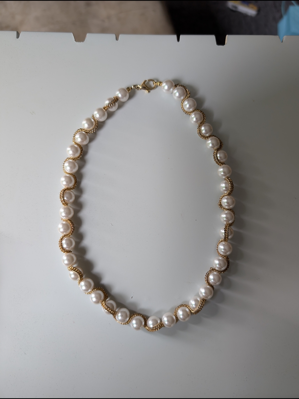 Pearl and Gold-Tone Rope Necklace - White Pearls - Picture 5 of 7